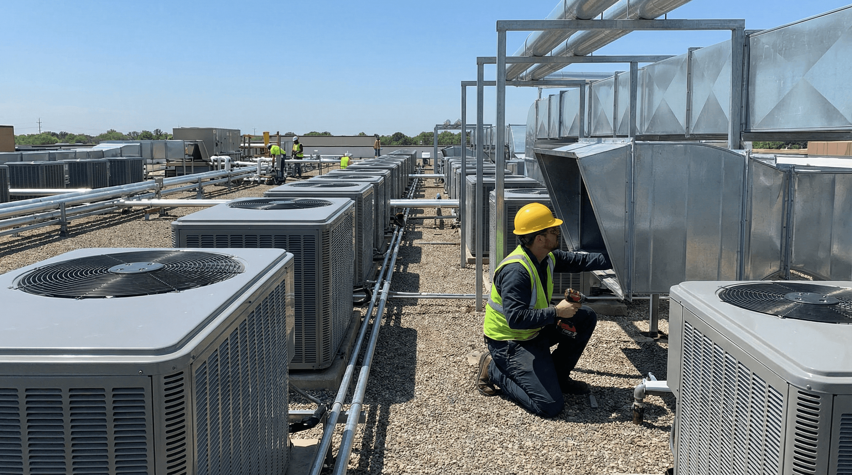 西岡空調設備の施工風景